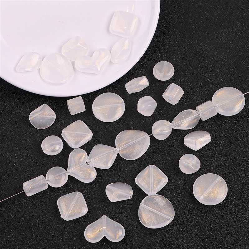 Phụ kiện hạt ngọc trai BEADIA bằng acrylic màu ánh vàng dùng làm trang sức diy
