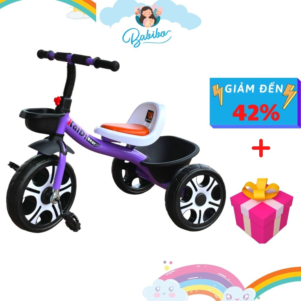 Xe đạp 3 bánh cho bé Babibo Kids Xe 3 bánh có ghế da và hộp đựng đồ đằng sau phong cách cho bé từ 1 đến 7 tuổi