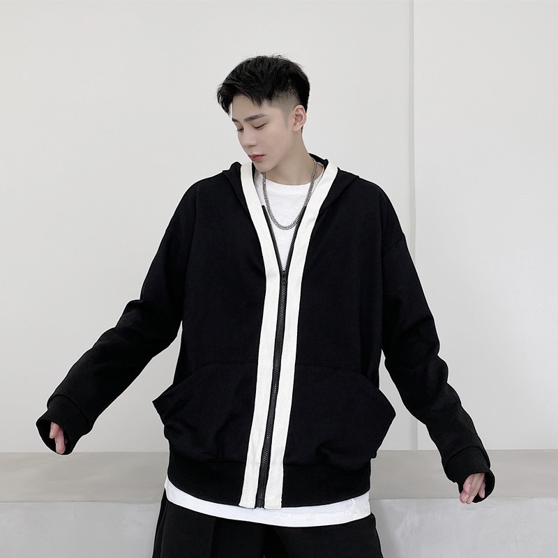 Áo khoác nam thể thao phối dây nỉ khoác kéo thời trang cho áo hoodie nam hàn quốc simple áo nỉ sweater nữ