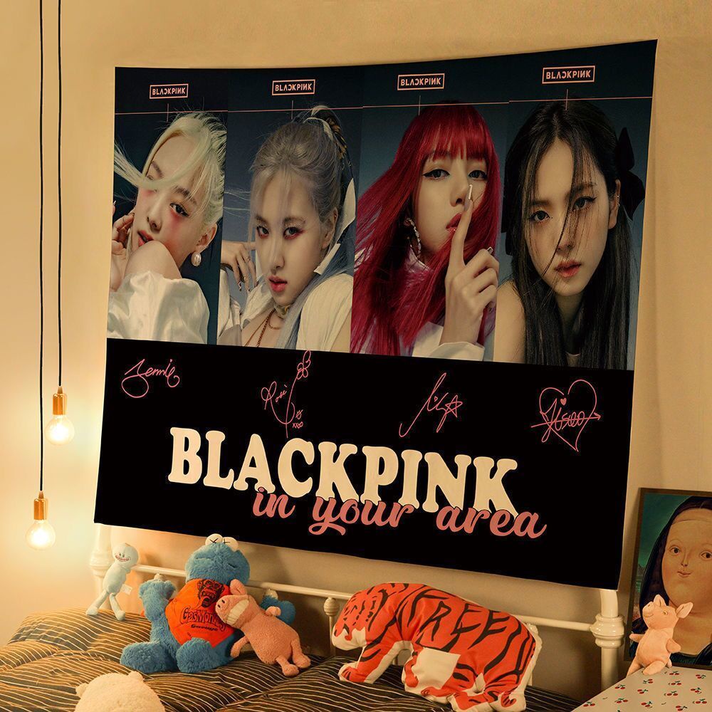 Vải nền BLACKPINK Jisoo Lisa Jennie màu hồng treo vải người hâm mộ phòng ký túc xá cổ vũ tấm thảm trang trí những gì bạn thấy là những gì bạn nhận được