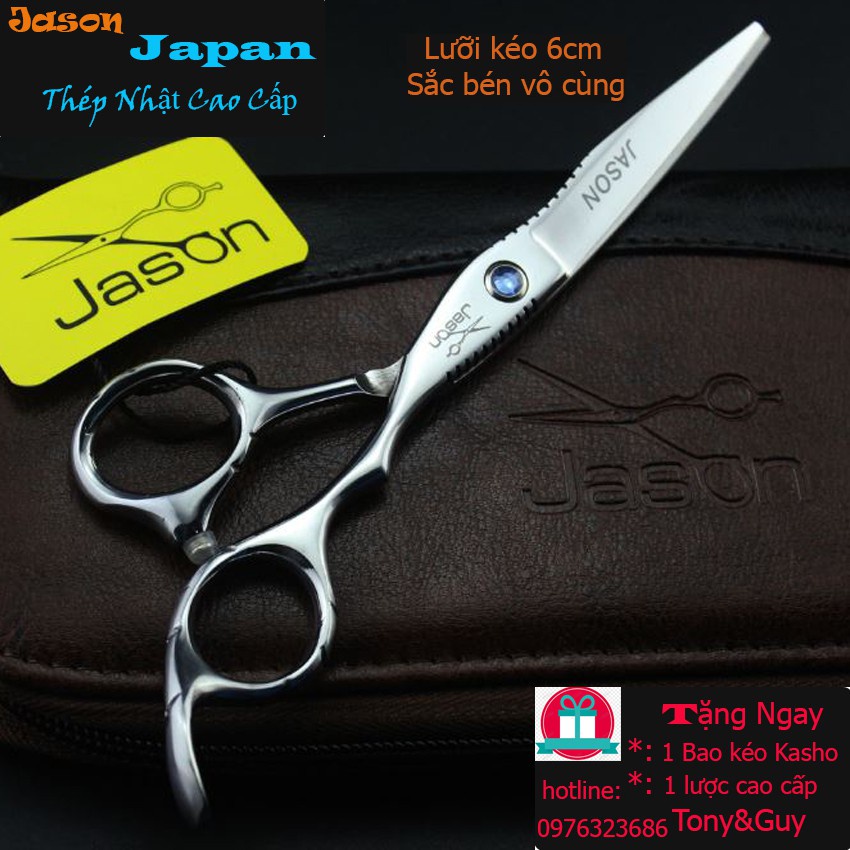 Bộ kéo cắt tóc và kéo tỉa tóc Nhật bản cao cấp JASON 01 Tặng ngay 01 bao kéo và 02 lược Tony&amp;Guy chịu nhiệt-MILALO