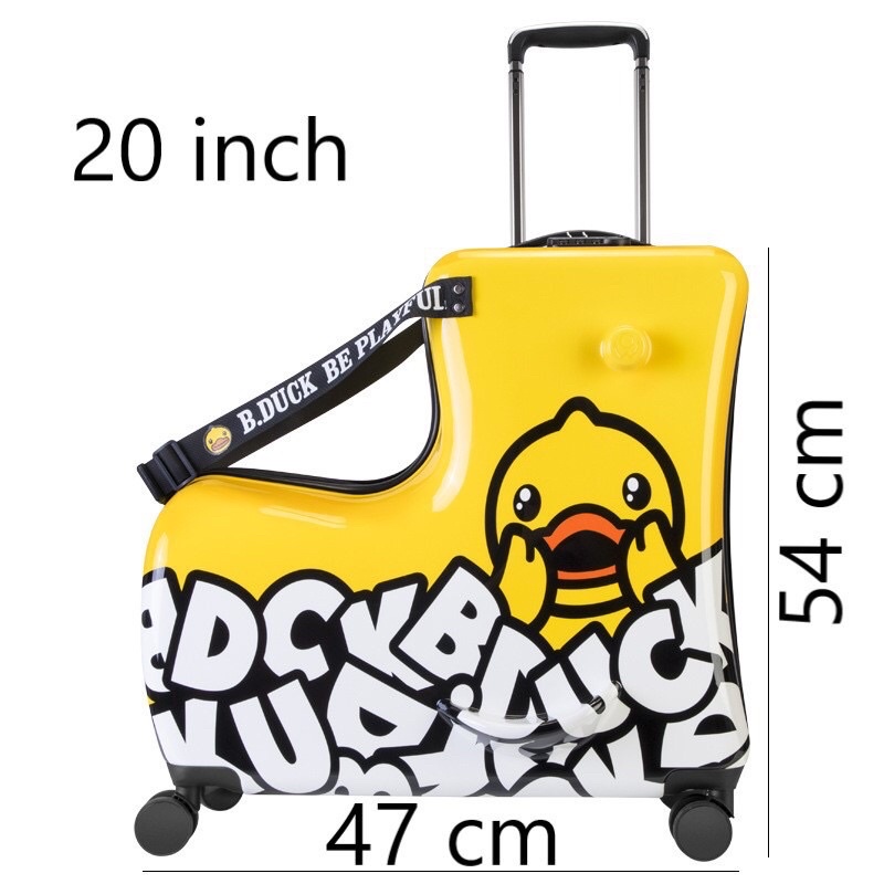( Có Sẵn) VALI BDUCK cao cấp cho bé ngồi, Vali kéo du lịch Vịt vàng