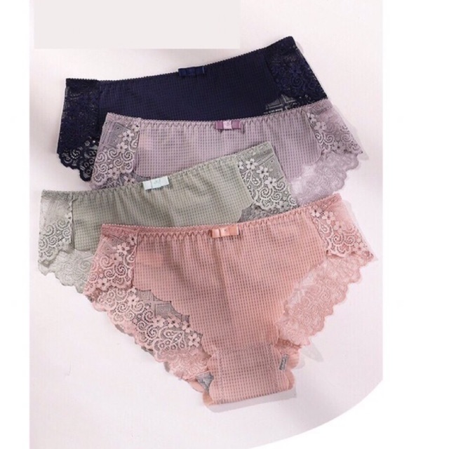Quần lót nữ cao cấp phối ren xinh xắn - Quần lót nữ dễ thương màu hồng tím xanh da đen