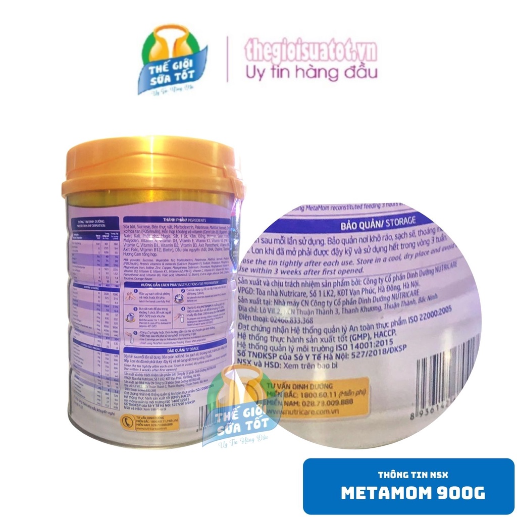 Sữa bột Nutricare MetaMom &amp; Ostelin Canxi -Dành Cho Mẹ Bầu &amp; Cho Con Bú - 900g