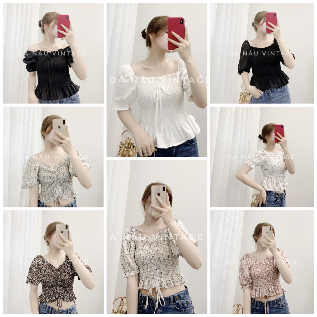 Áo croptop nữ chun ngực nhiều màu, kiểu hot trend cho mùa hè 2021