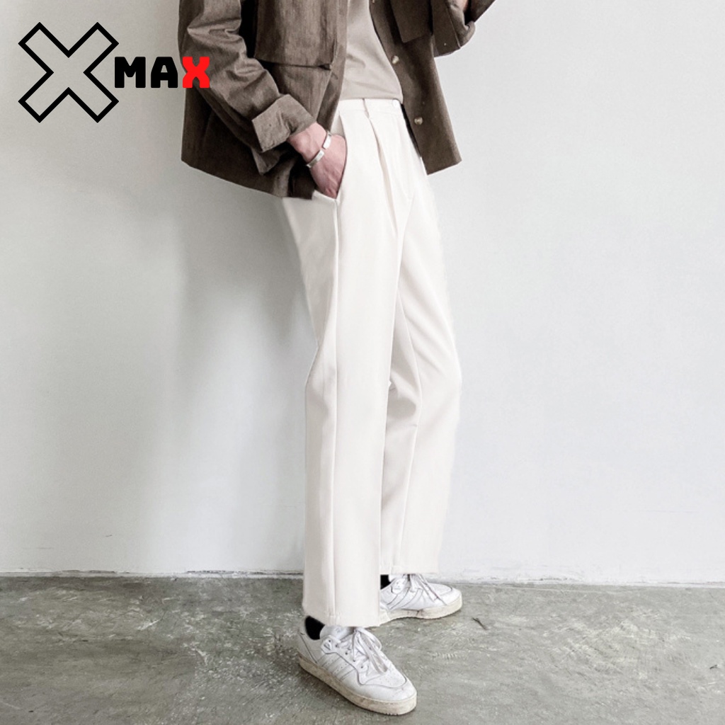 Quần baggy nam ống rộng vải Hàn cao cấp, quần tây âu co giãn tốt Premium thời trang Maxstore B024