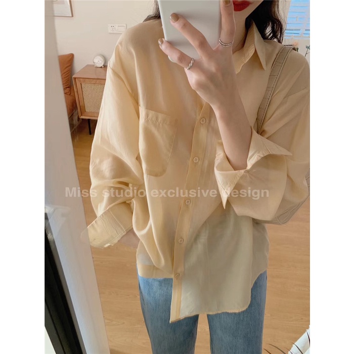 Áo sơ mi chiffon tay dài nhiều màu tùy chọn thời trang mùa hè cho nữ