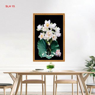 TRANH DÁN TƯỜNG 3D LỌ HOA SEN TRẮNG ĐẸP SLH15 - TRANH LỌ HOA SEN TRẮNG TRANG NHÃ - YAN SHOP