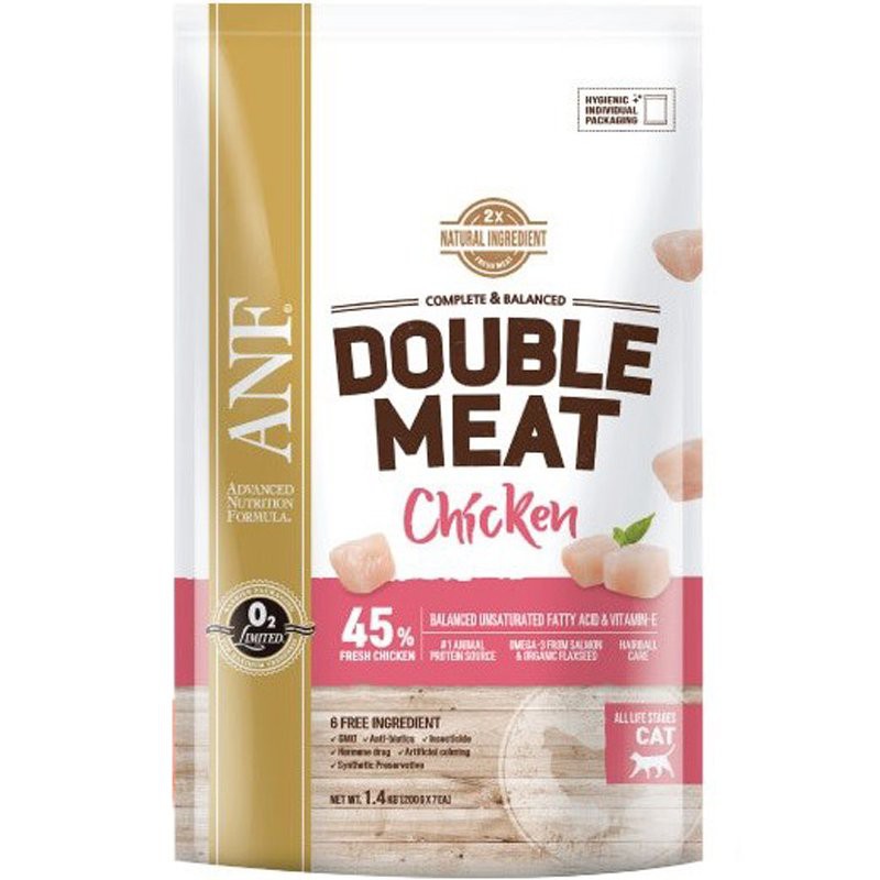 THỨC ĂN HẠT GẤP ĐÔI THỊT TƯƠI VỊ GÀ CHO MÈO ANF DOUBLE MEAT 1.4KG BỔ SUNG PROTEIN, VITAMIN E, HỖ TRỢ GIẢM BÚI LÔNG