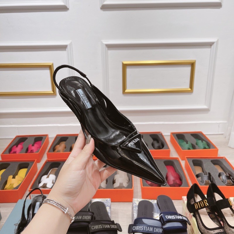 Sandal p.ra.d.a hàng super fullbox gót nhú cao 3cm