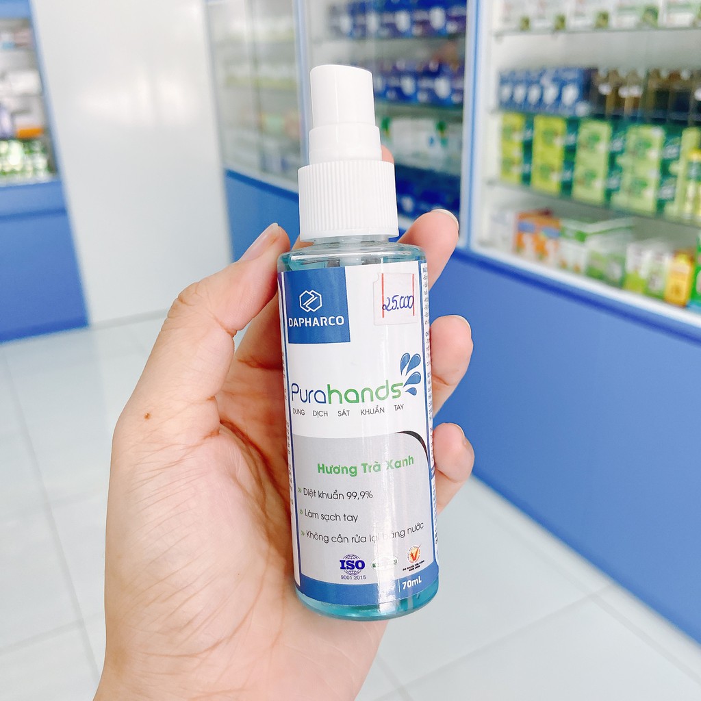 Dung dịch sát khuẩn tay Purahands - Hương trà xanh
