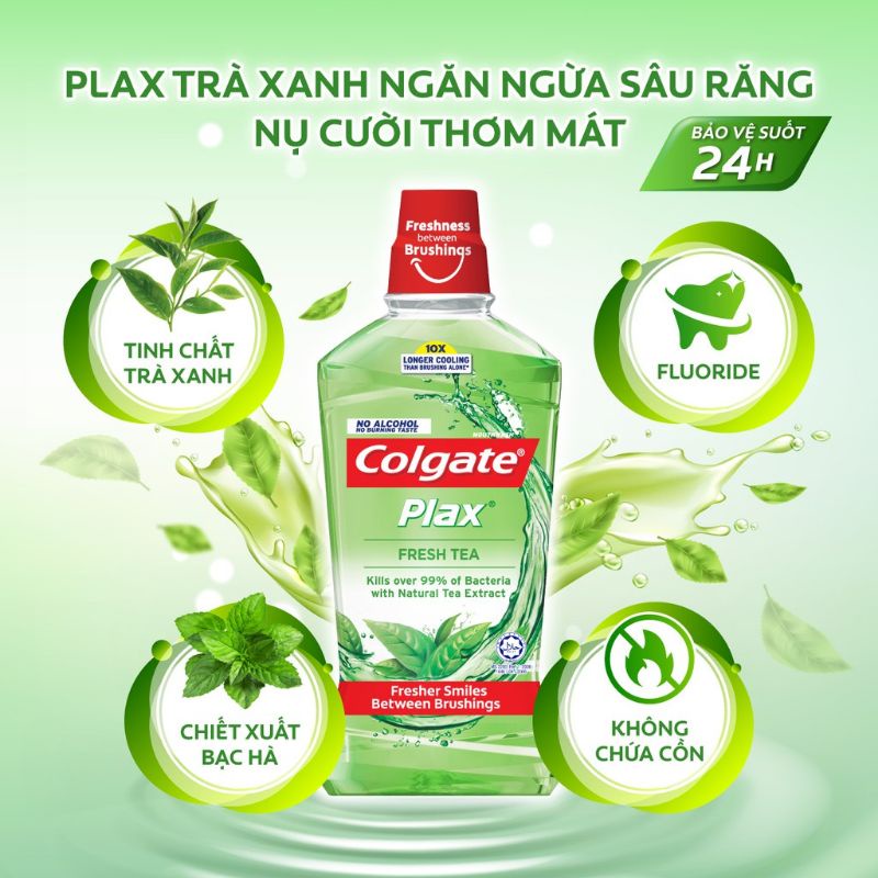 Nước súc miệng Colgate Trà Xanh/Bạc Hà The Mát 500ml