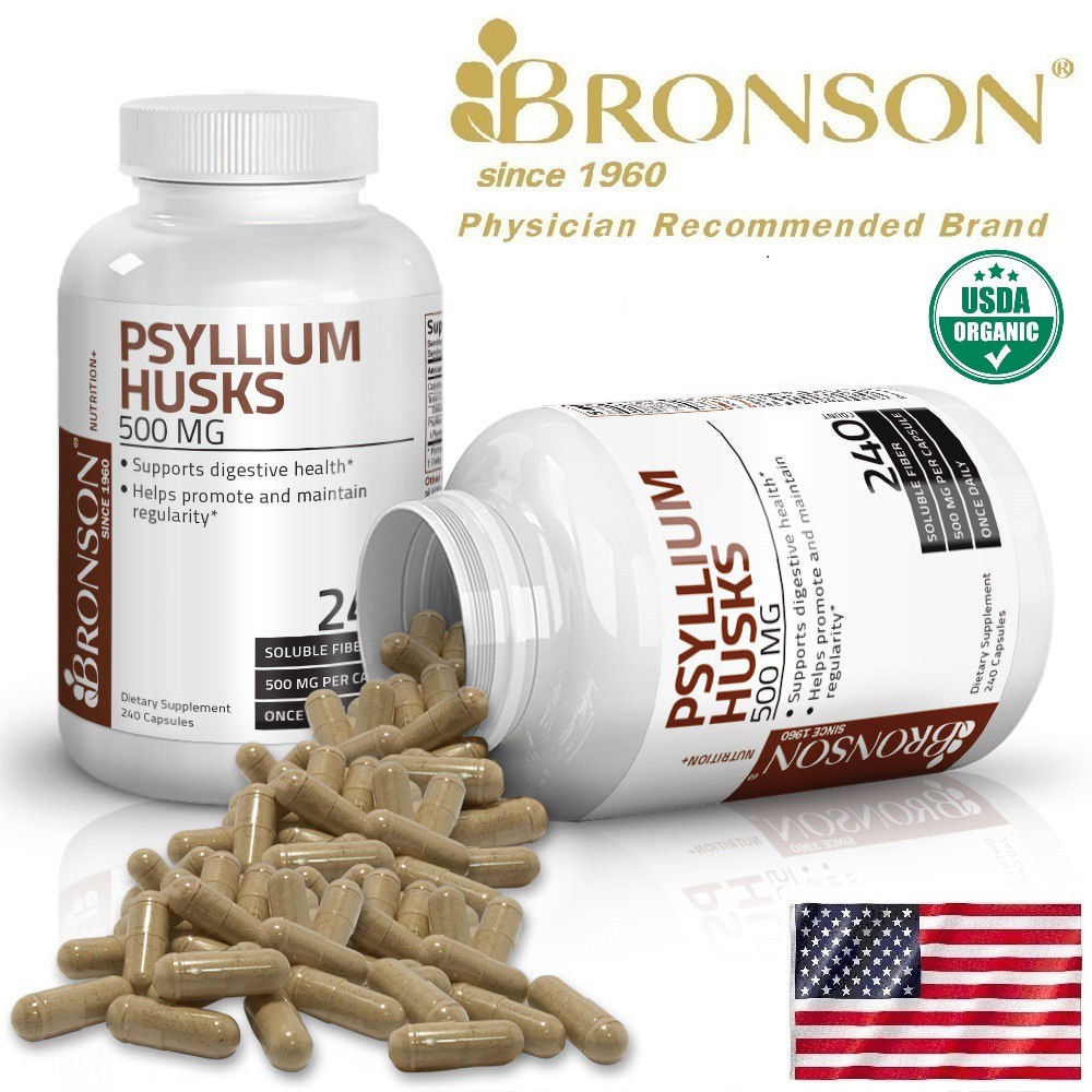 Organic Vitamins Psyllium Husks 500mg - 240 viên Mỹ - Chất xơ chống táo bón