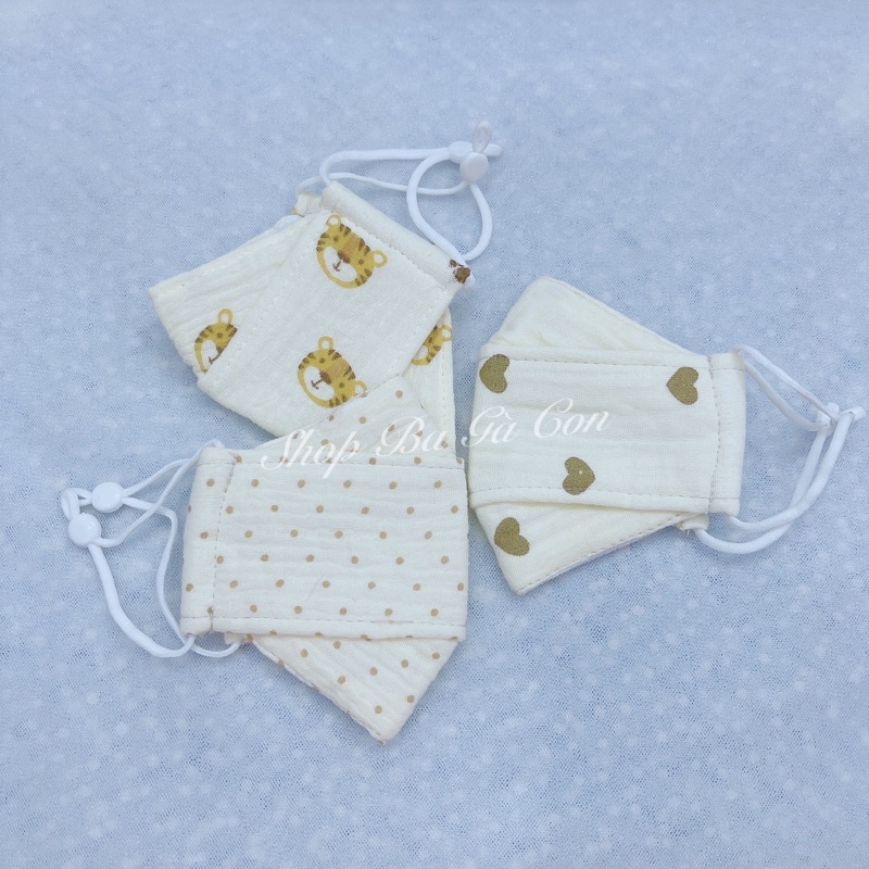 Khẩu trang vải xô muslin 3D cho bé