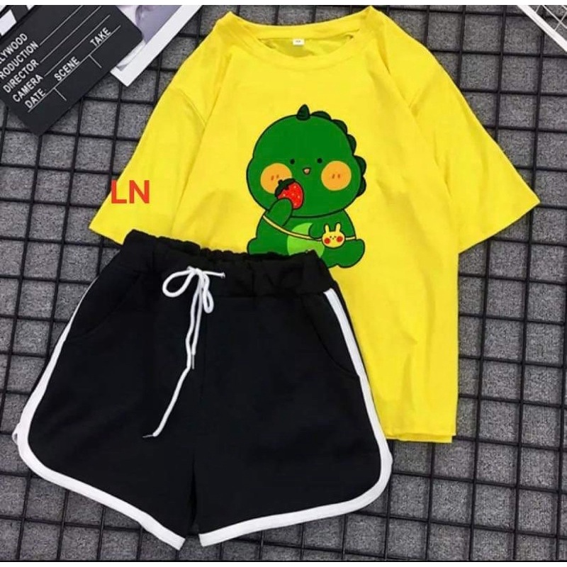 Sét áo khủng Long dâu Tây +quần đùi viền LN11