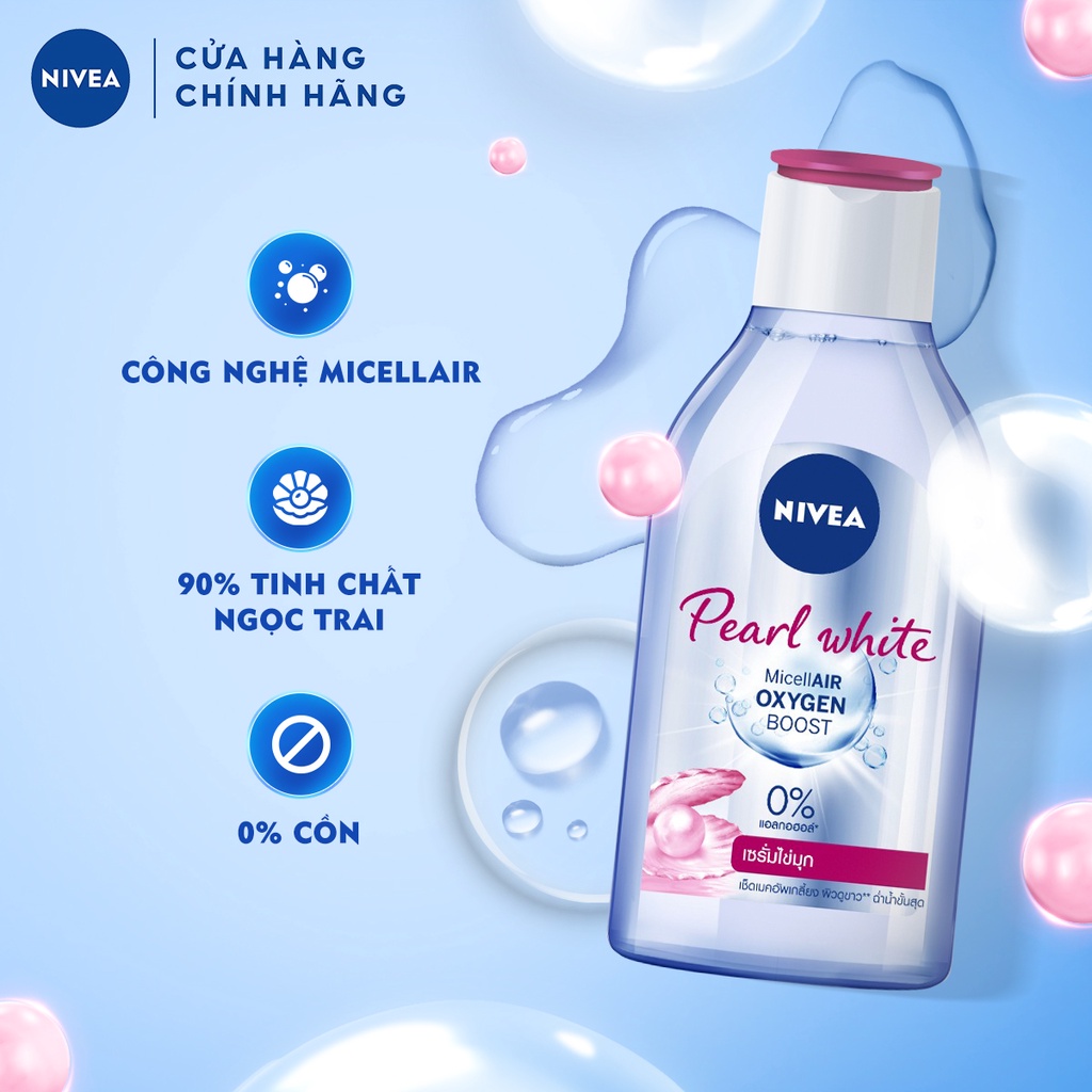 Bộ sản phẩm làm sạch &amp; sáng da NIVEA: Nước tẩy trang 400ml &amp; Sữa rửa mặt Pearl White, Nước hoa hồng 200ML