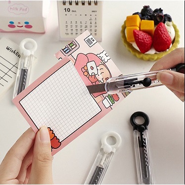 Dao Rọc Giấy Mini Trong Suốt Màu Trắng Đen