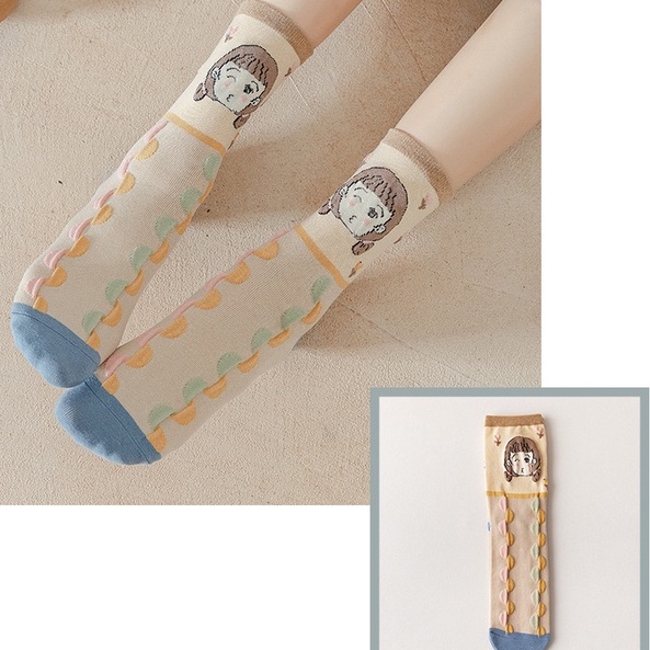 Vớ cô gái Girl cổ cao màu vintage
