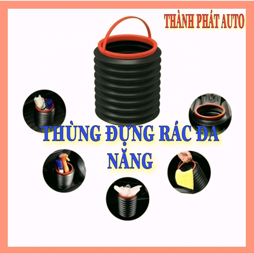 [CÓ NẮP] Thùng đựng rác mini co giãn dùng trên ô tô, xe hơi – Thùng chữa đồ đa năng tiện lợi