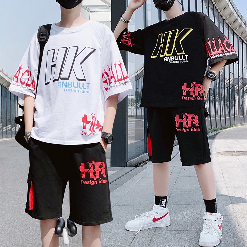 Bộ Quần Áo Thun Thời Trang Nam Áo Ngắn Tay Cổ Tròn Họa Tiết Chữ HK Kiểu Dáng Trẻ Trung Năng Động Zenkocs3 QA NAM 109