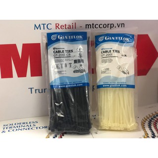 Túi 100 Dây thít, dây rút nhựa 200×3.6mm cao cấp GT200I nhập khẩu Giantlok-Thái Lan