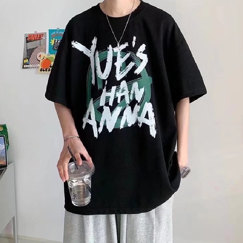 Áo Thun Tay Ngắn Dáng Rộng In Chữ Phong Cách Hip Hop Đường Phố Hàn Quốc Thời Trang Cho Nam Và Nữ [M-8XL]