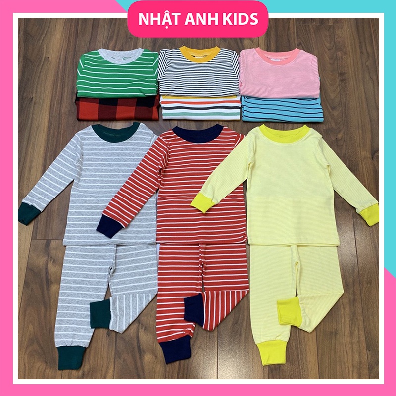 [THANH LÝ] Bộ cotton kẻ dài tay cho bé trai và bé gái