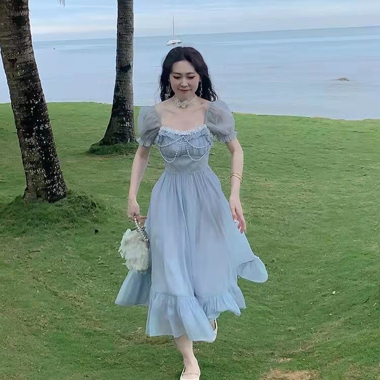 Đầm Chiffon Phối Ren Phong Cách Thời Trang Hàn Quốc