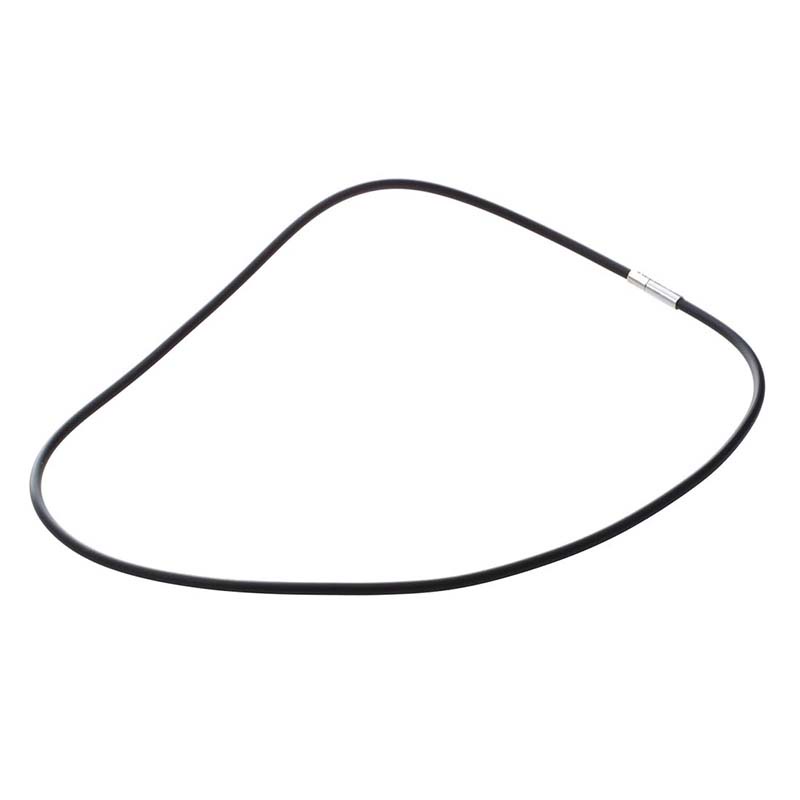 Vòng cổ dây cao su thời trang 19,75 Inch 3mm có nắp bằng thép không gỉ - Màu đen