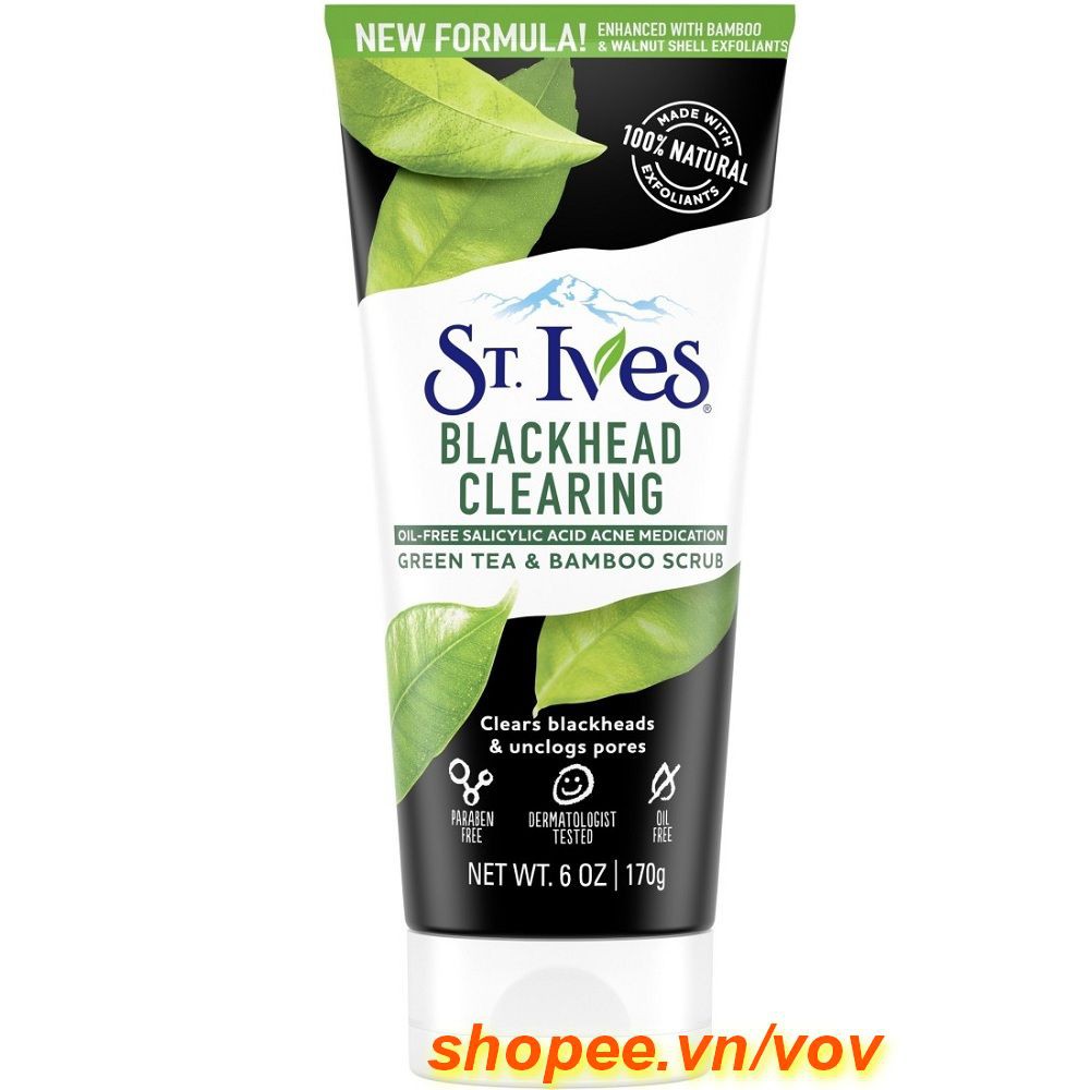 Sữa Rửa Mặt 170g St.Ives Hương Trà Xanh Blackhead Clearing, vov Chuyên Hàng Hiệu Chính Hãng.