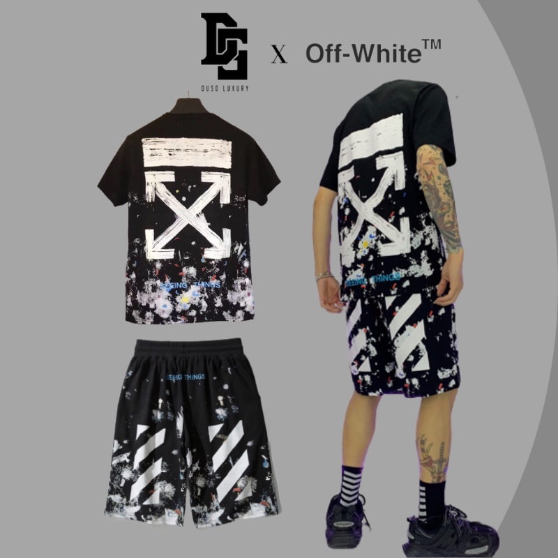 Áo thun Off White Galaxy, Áo tee Off White, Chất liệu Cotton, màu đen, full tem, tag, túi zip DuSo.Luxury