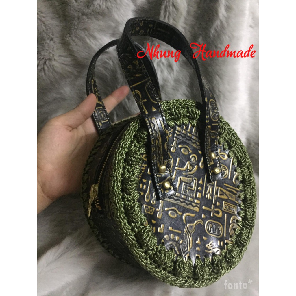 Túi handmade phối da thật sang chảnh