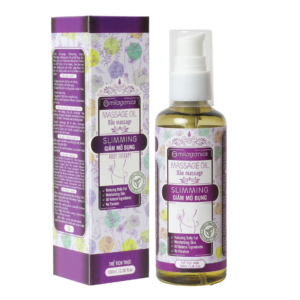Dầu Massage Giảm Mỡ Bụng Hỗ Trợ Làm Tan Mỡ, Dưỡng Da Mềm Mịn Từ 8 Loại Dầu Thiên Nhiên MILAGANICS 100ml (Chai) | BigBuy360 - bigbuy360.vn