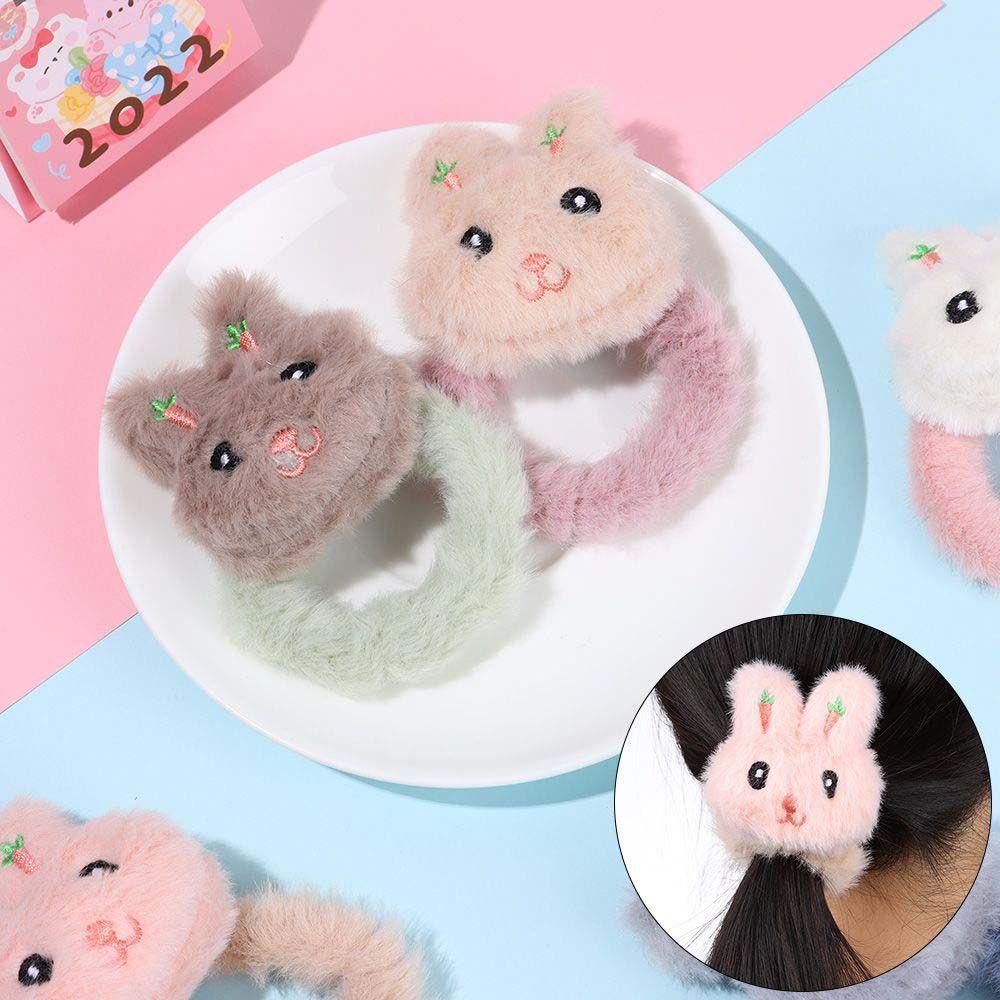 TWINKLE Dây Cột Tóc Co Giãn Hình Thỏ Bông Mềm Mại Cho Nữ