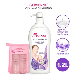 Gervenne Sữa tắm trắng da Purple Lily 1.2L - TẶNG Bộ chiết mỹ phẩm du lịch