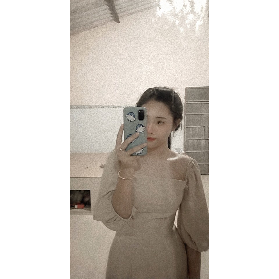 (Có ảnh thật) Đầm xòe cổ vuông tay lỡ phồng vải thun mềm mịn, phù hợp với mọi lứa tuổi mọi vóc dáng dễ phối trang phục | BigBuy360 - bigbuy360.vn