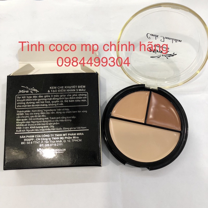 Kem Tạo Khối/ Che Khuyết Điểm 3 Ô MIRA Profesional Combi Foundation số 02