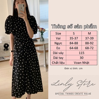 Váy chấm bi dáng suông dài Linly Store chất lụa nhật V-BT