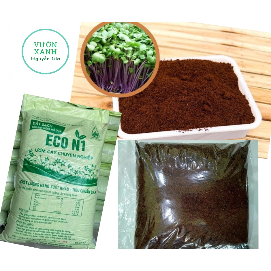Mụn dừa đã xử lý ECO N1 - Ươm cây, trồng rau mầm, rau ăn lá - Bịch 1Kg