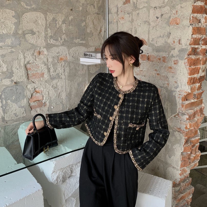 Áo khoác dạ tweed sang chảnh croptop đủ size