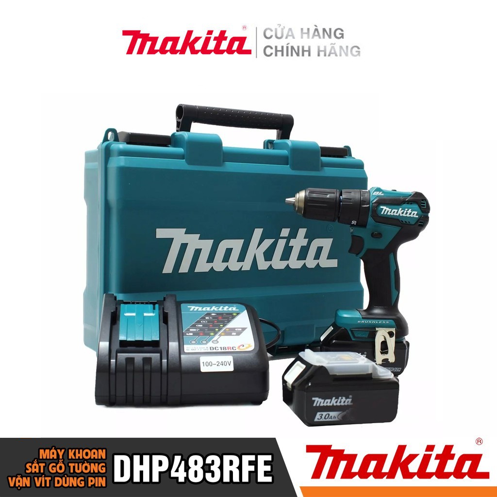 [Chính Hãng] Máy Khoan Bắt Vít Dùng Pin Makita DHP483RFE (18V-3.0AH) Bảo Hành Tại Các TTBH Toàn Quốc