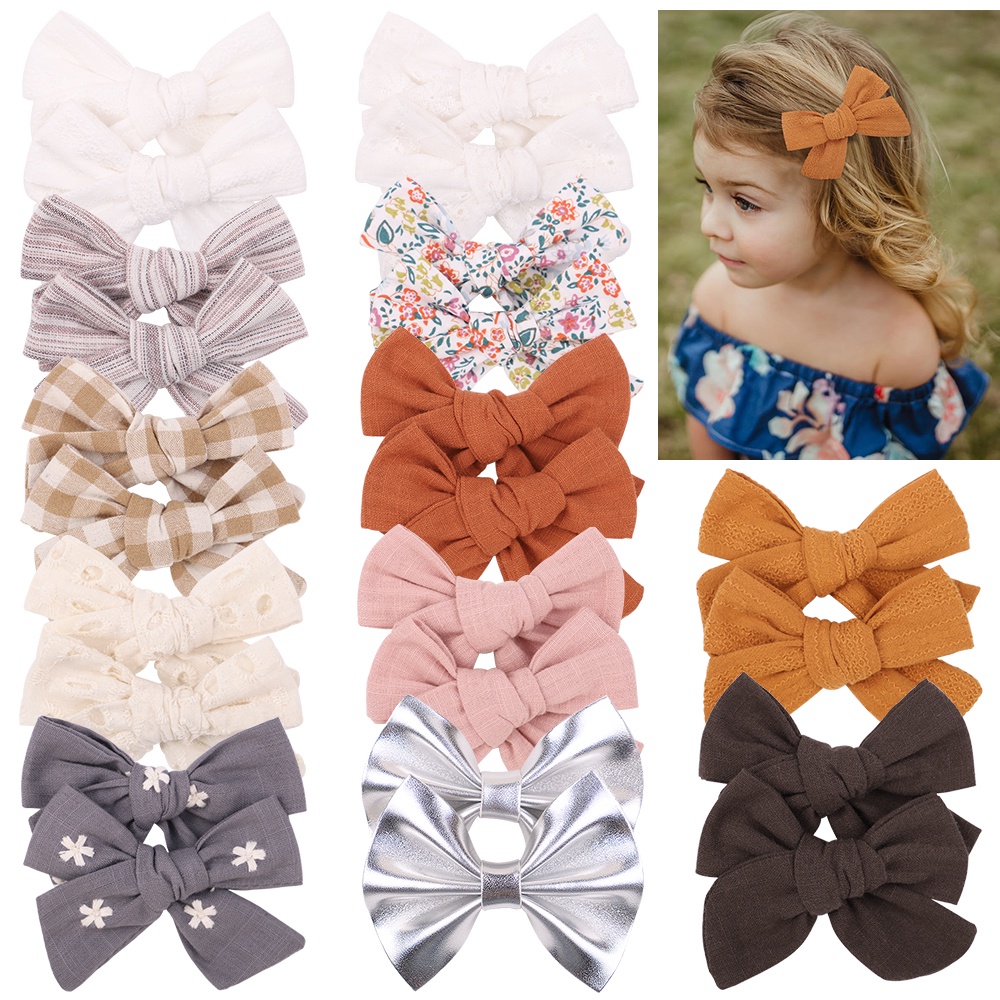 1 Kẹp tóc KIDSBOWS hình nơ họa tiết sọc caro/hoa/trơn dễ thương dành cho bé gái