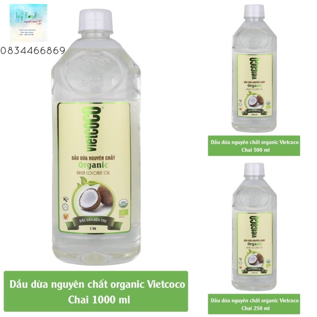 Dầu dừa nguyên chất organic VIETCOCO chai 500ml và 250ml DATE 01/06/2021