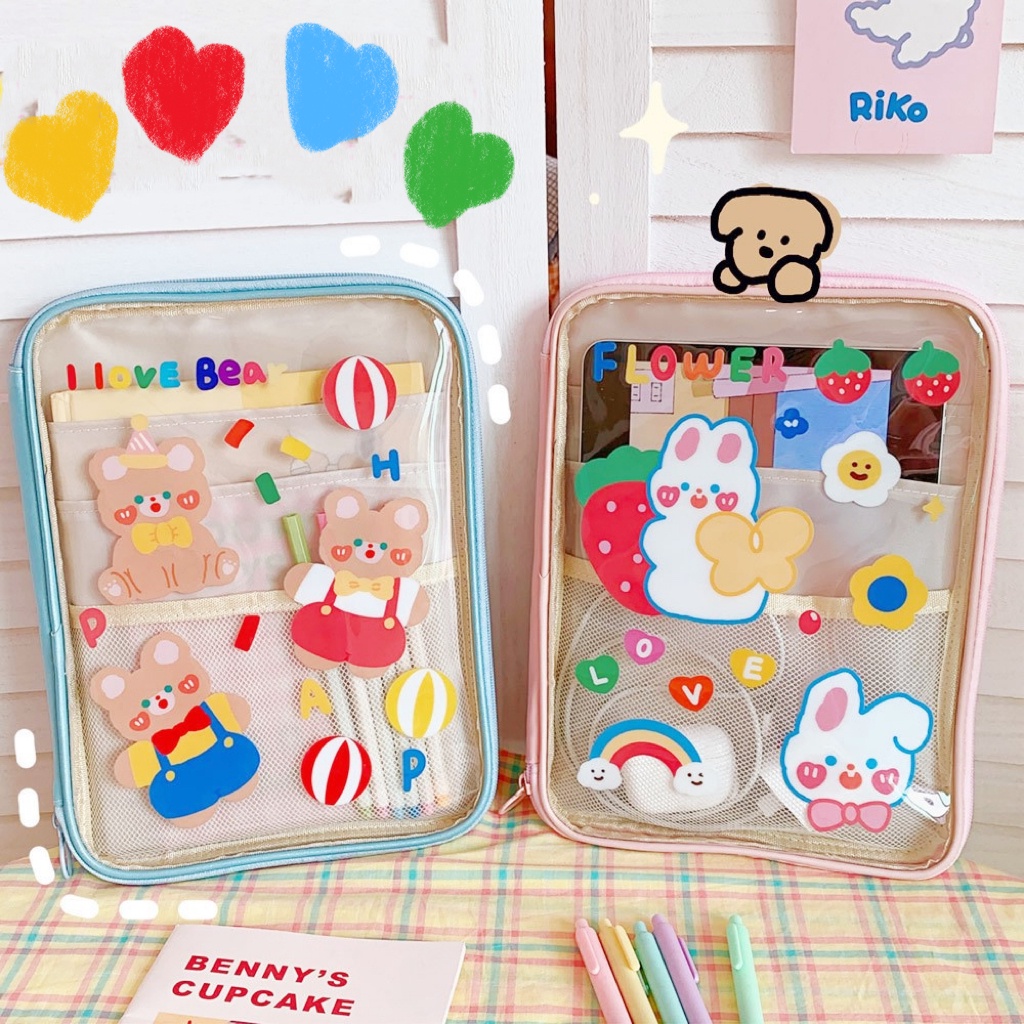 Túi Đựng Máy Tính Bảng 11 Inch Trong Suốt Chống Thấm Nước In Hoạt Hình Dễ Thương Cho Bé Gái