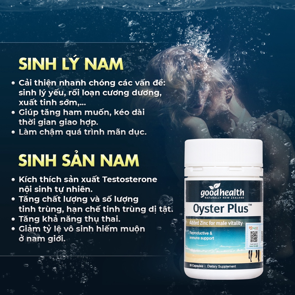 Viên uống Tinh chất hàu Goodhealth Oyster Plus 30v tăng cường sinh lý nam, testosterone và hỗ trợ tình dục [COMBO 4]