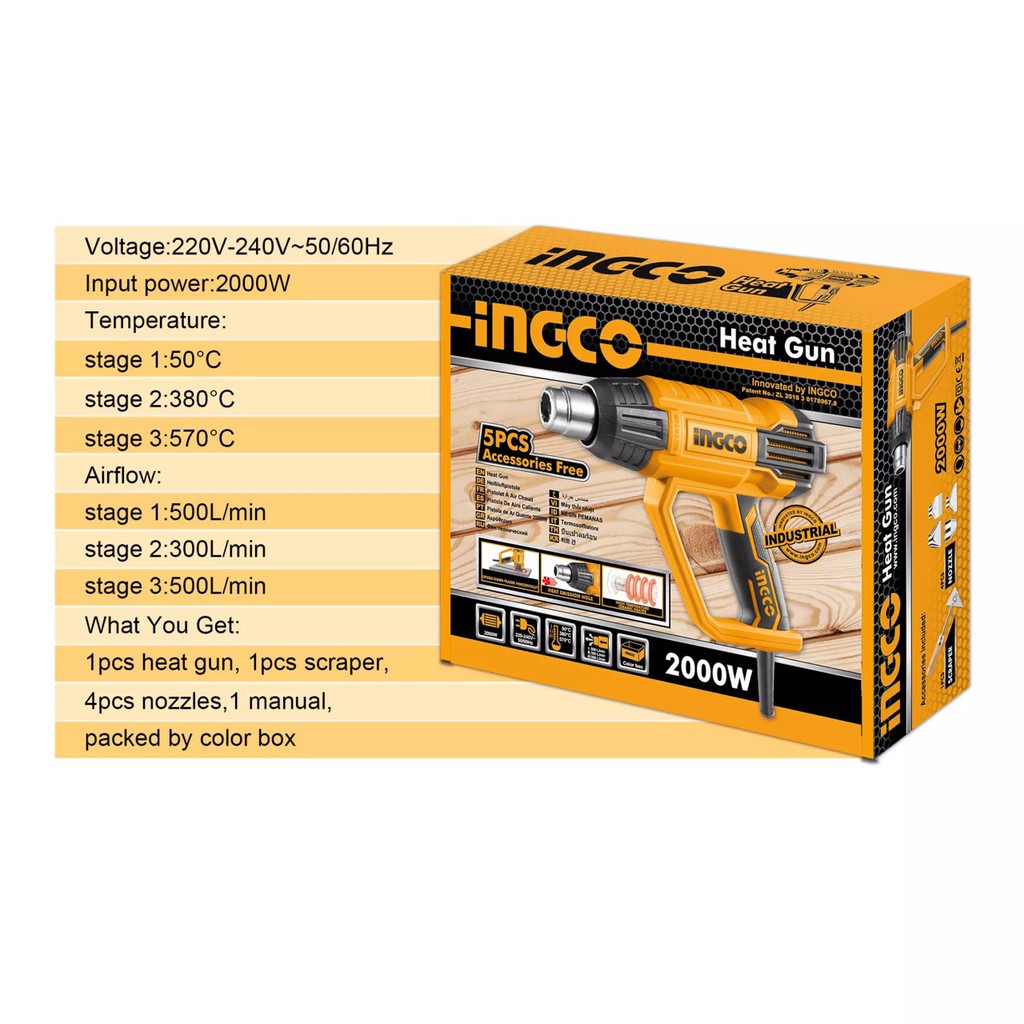 MÁY KHÒ NHIỆT INGCO 2000W HG200028