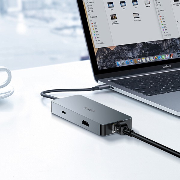 [Mã ELMALL300K giảm 5% đơn 500K] HUB USB-C Chuyển Đổi Đa Năng HT380 8 In 1 Nhỏ Gọn HDMI/PD/SD/TF/PD Cho Macbook,Matebook