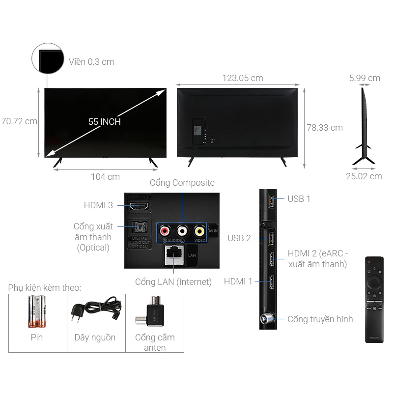 Smart Tivi Samsung 4K 55 inch UA55TU8100 | BigBuy360 - bigbuy360.vn