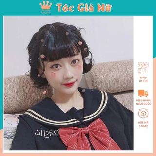 Tóc giả nữ đẹp nguyên đầu xoăn ngắn 20cm d3038, tặng kèm lưới trùm tóc wig