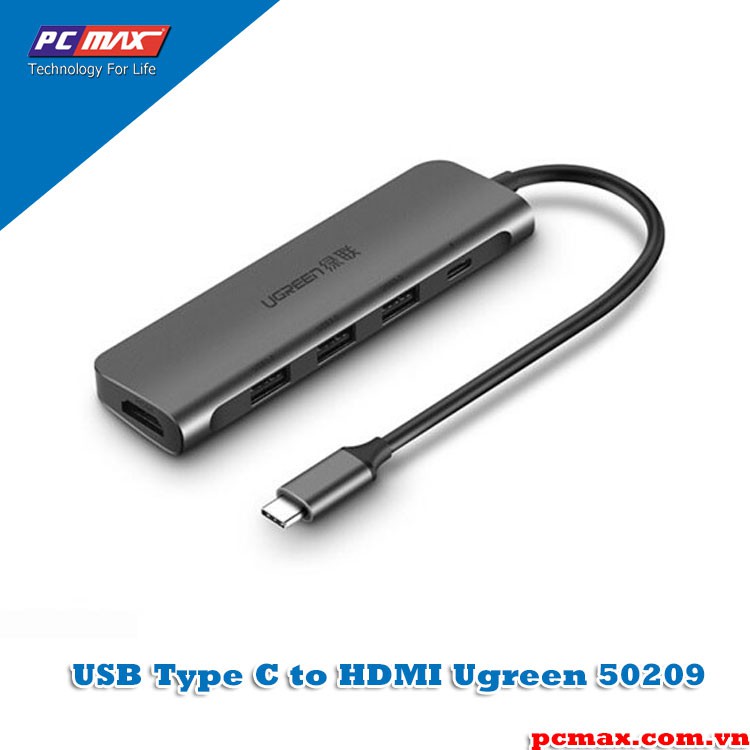 HUB Chuyển USB Type-C Ra HDMI / USB 3.0 / Sạc Type-C Cao Cấp UGREEN 50209 - Hàng chính hãng